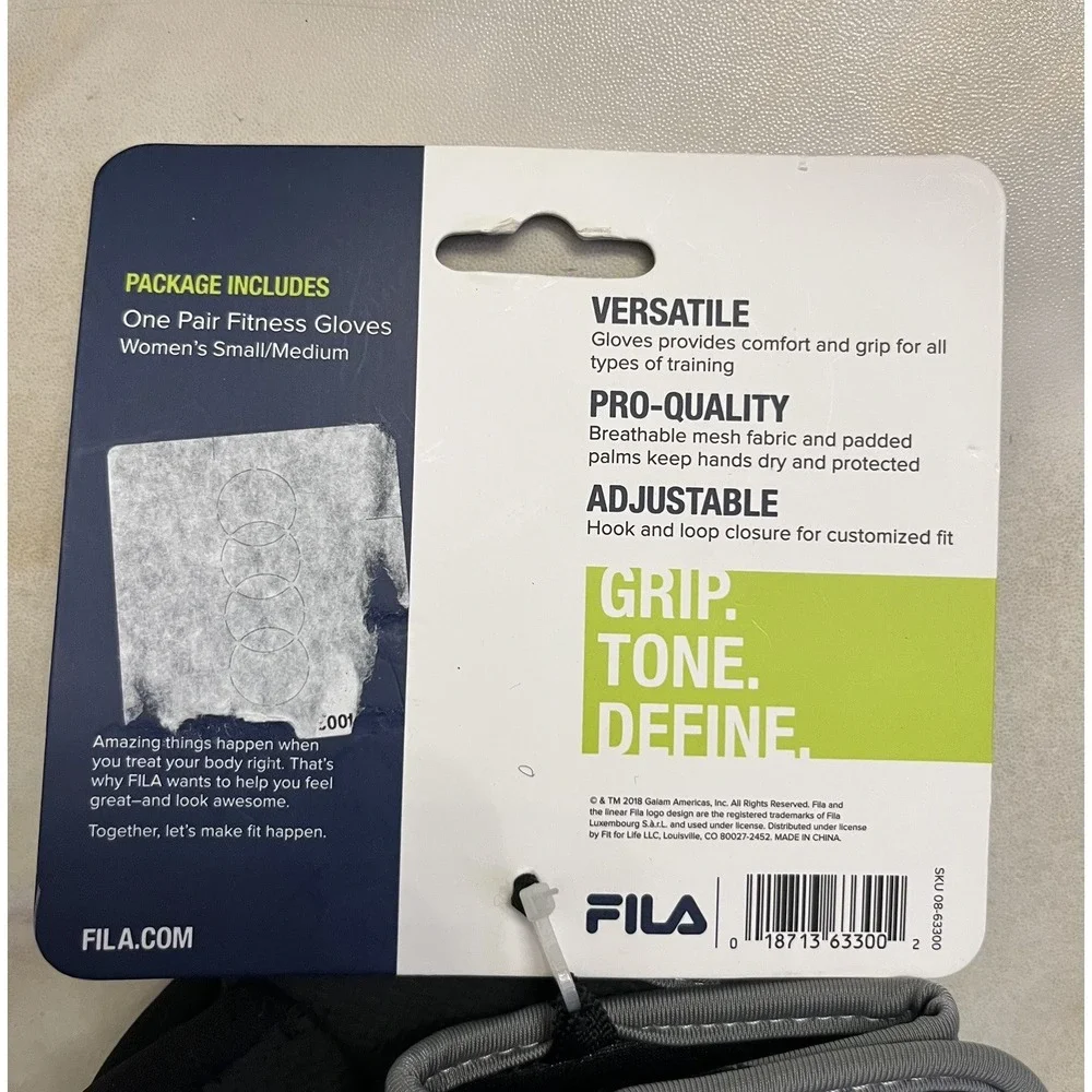 FILA Women's Fitness Gloves S/M New Black Grey